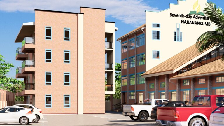 Residential block beside the church